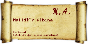 Mallár Albina névjegykártya